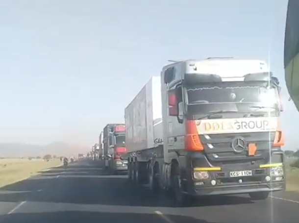 Screengrab image of a traffic snarl-up along the Nairobi-Mombasa highway.